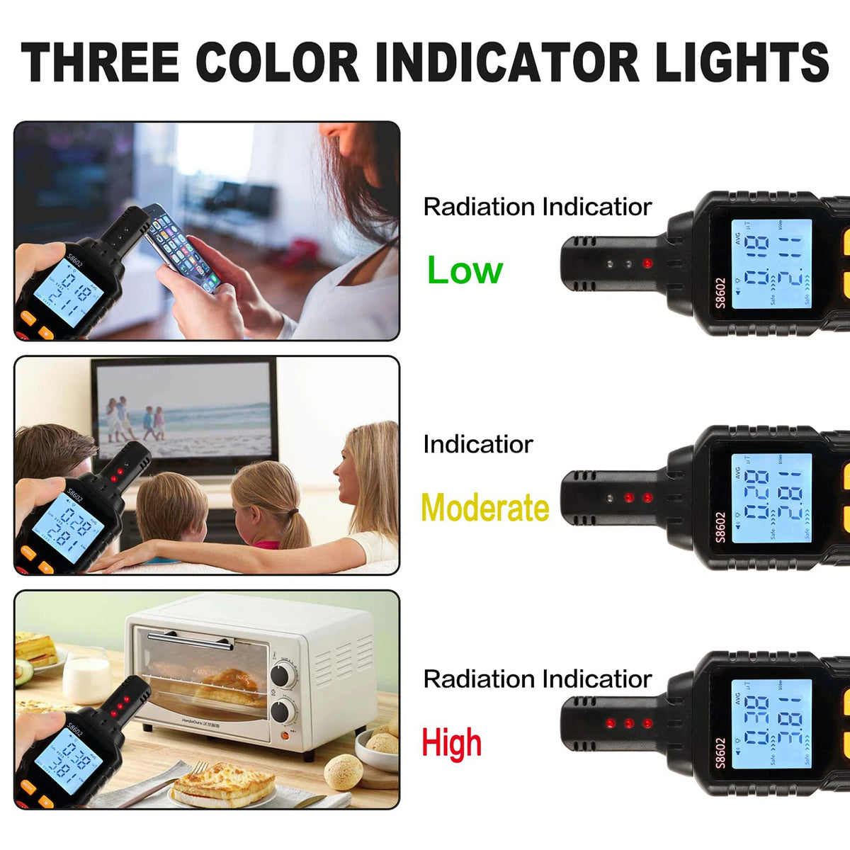 EMF Radiation Detector 3-in-1 Electromagnetic Field Meter