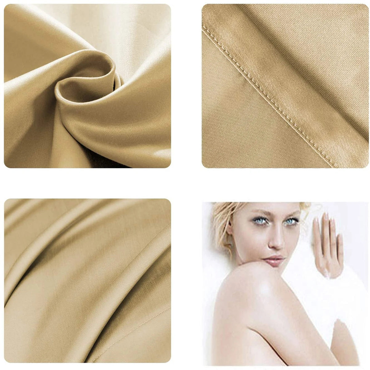 Copper satin fabric details