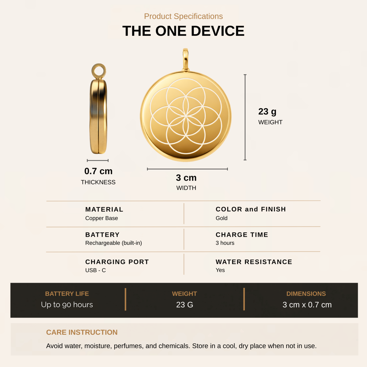 24K Gold Wearable Wellness Device – Frequency & Light Technology