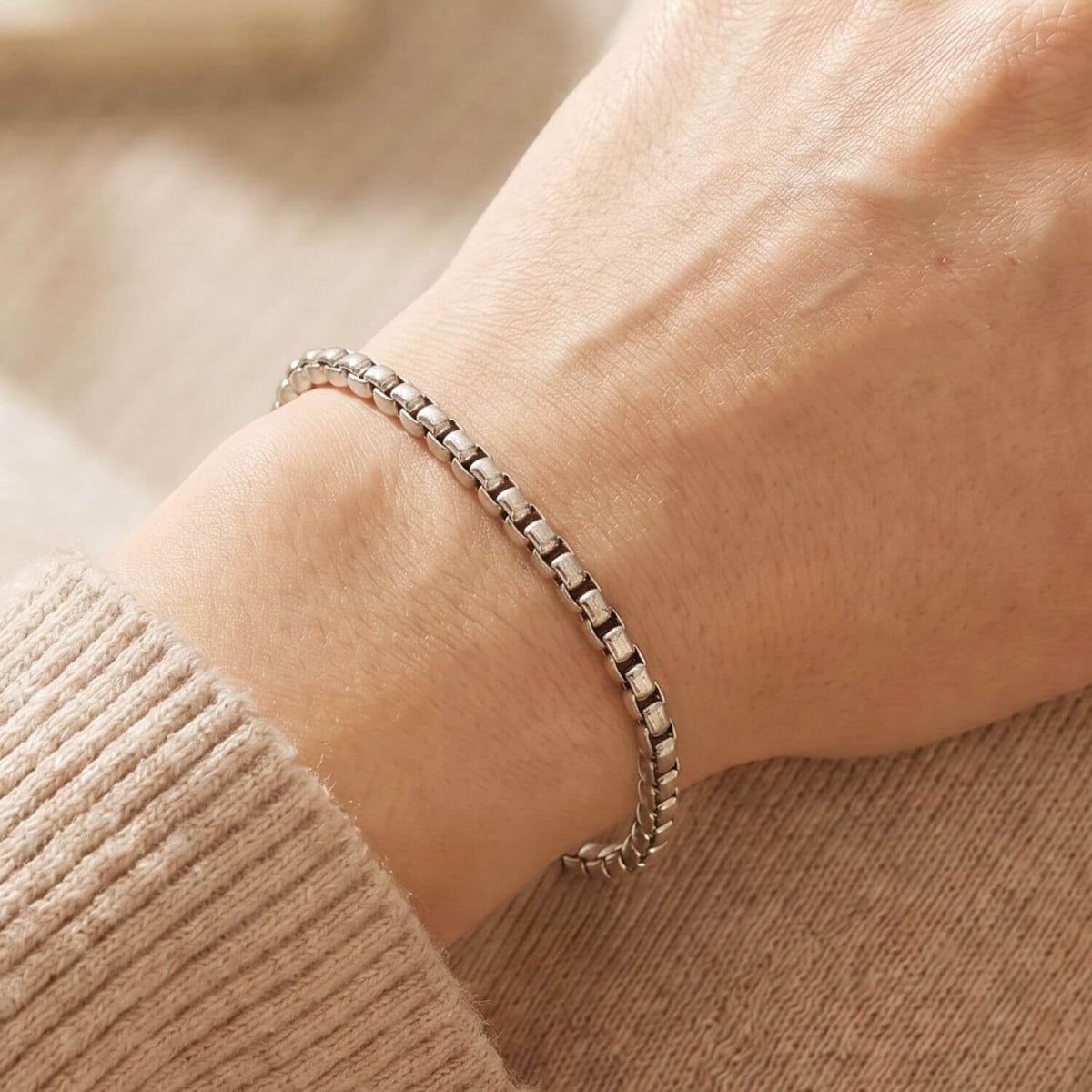 Stainless Steel EMF Protection Box Chain Bracelet