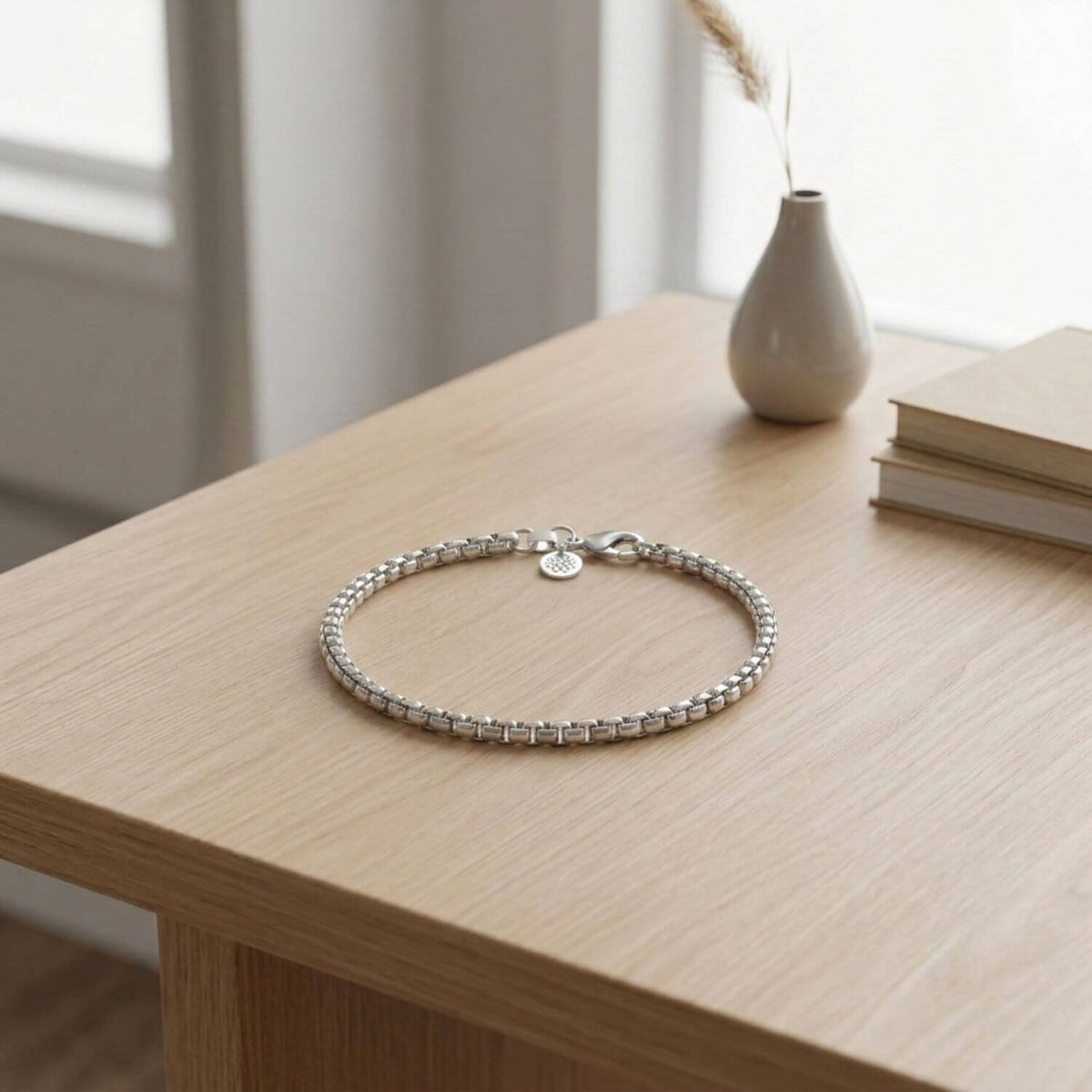 Stainless Steel EMF Protection Box Chain Bracelet