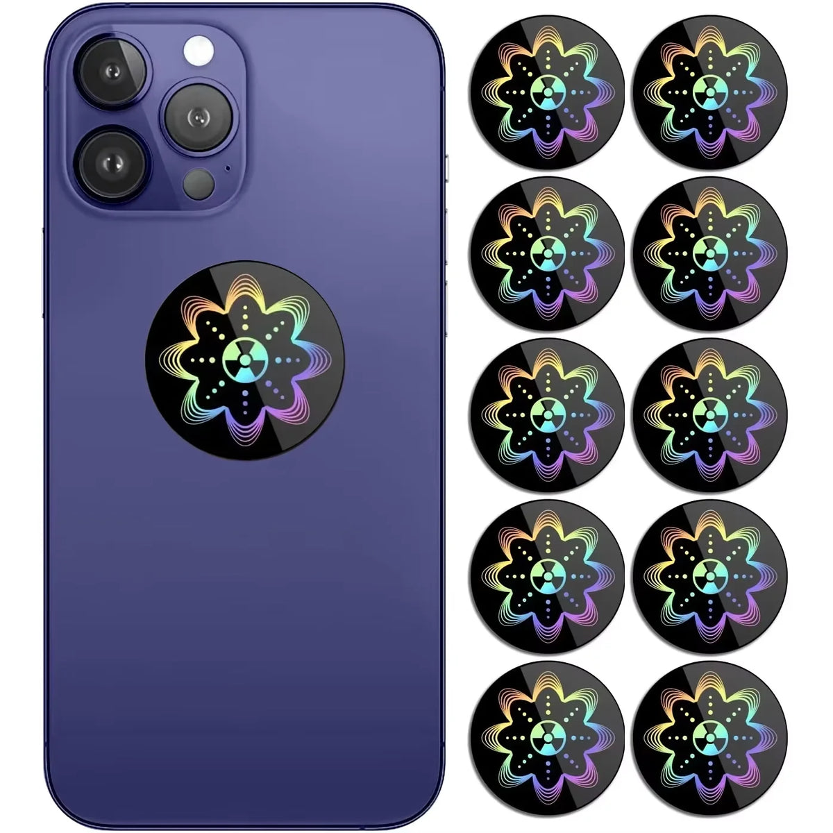 Holographic Lotus EMF stickers pack
