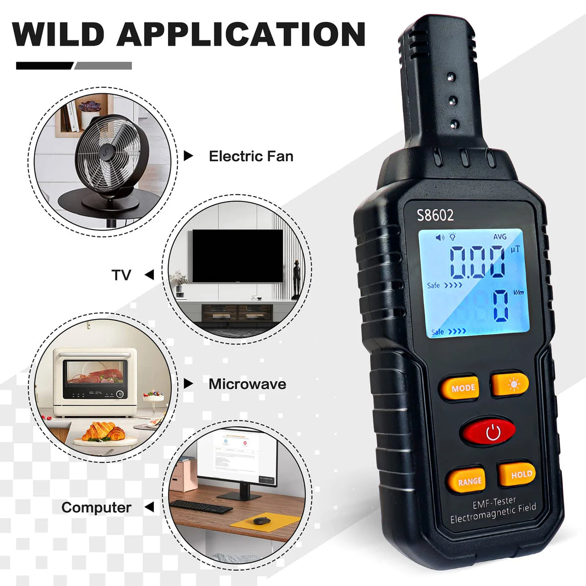 EMF Radiation Detector 3-in-1 Electromagnetic Field Meter
