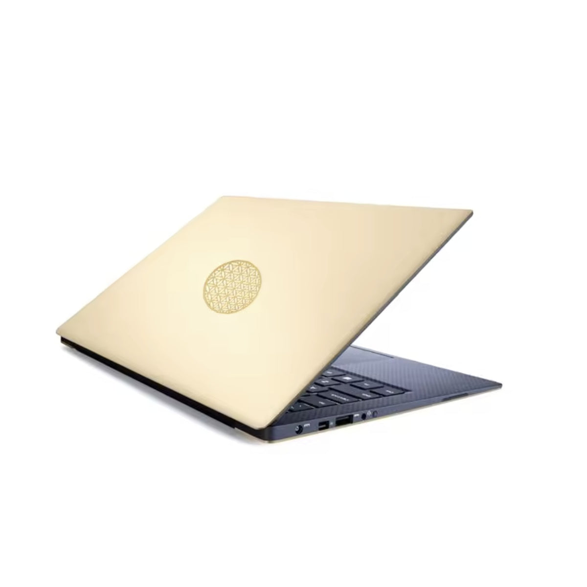 Flower of Life sticker on a laptop