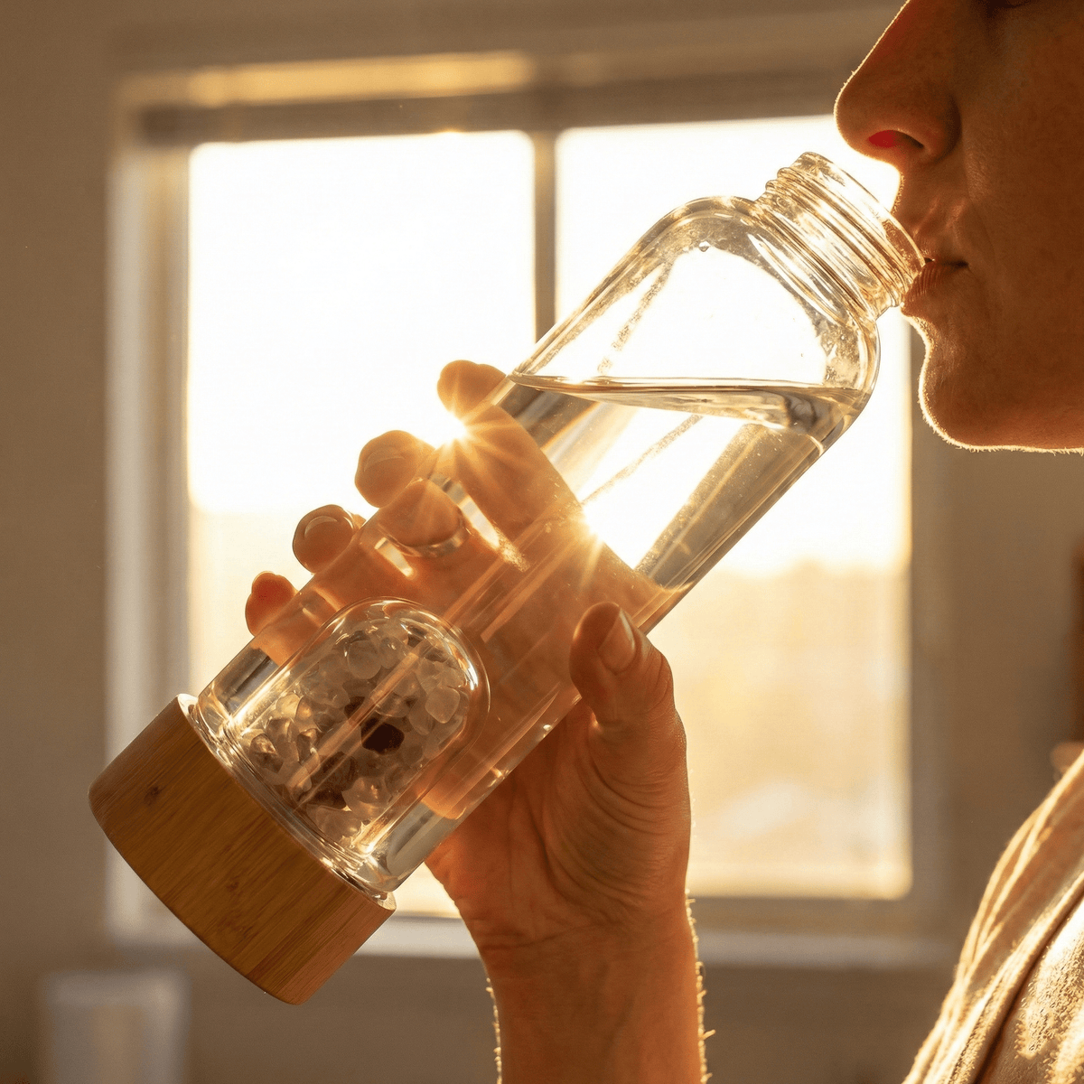 Borosilicate Glass Water Bottle with Crystal Chamber