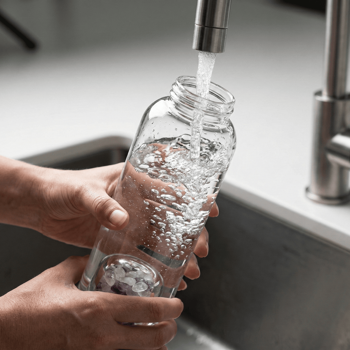 Borosilicate Glass Water Bottle with Crystal Chamber