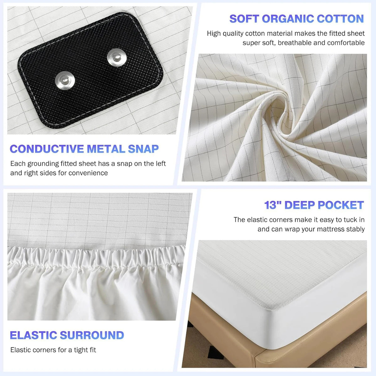 Conductive snap, soft cotton and deep pocket details
