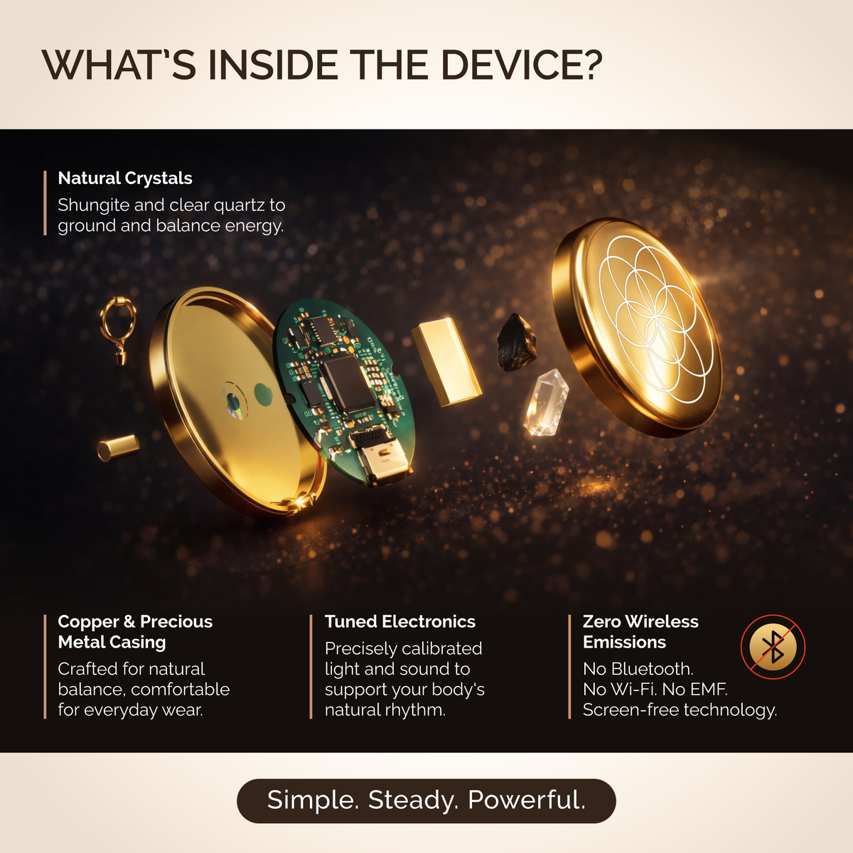24K Gold Wearable Wellness Device – Frequency & Light Technology