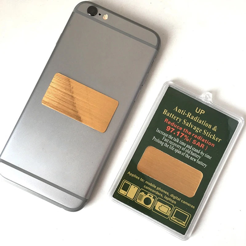 Gold anti-radiation plate on the back of a phone