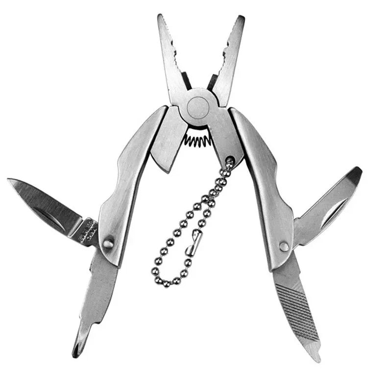 Stainless steel keychain multi-tool opened