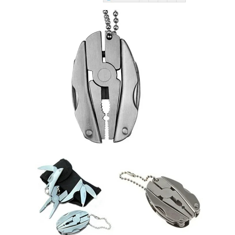Multi-tool folded with key chain and pouch