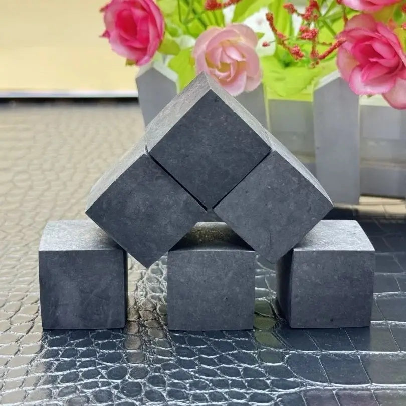 Stacked shungite cubes