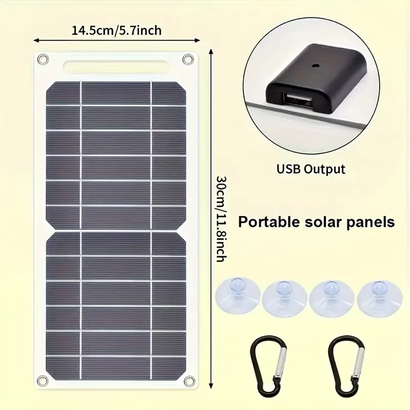 Solar charger size and included accessories